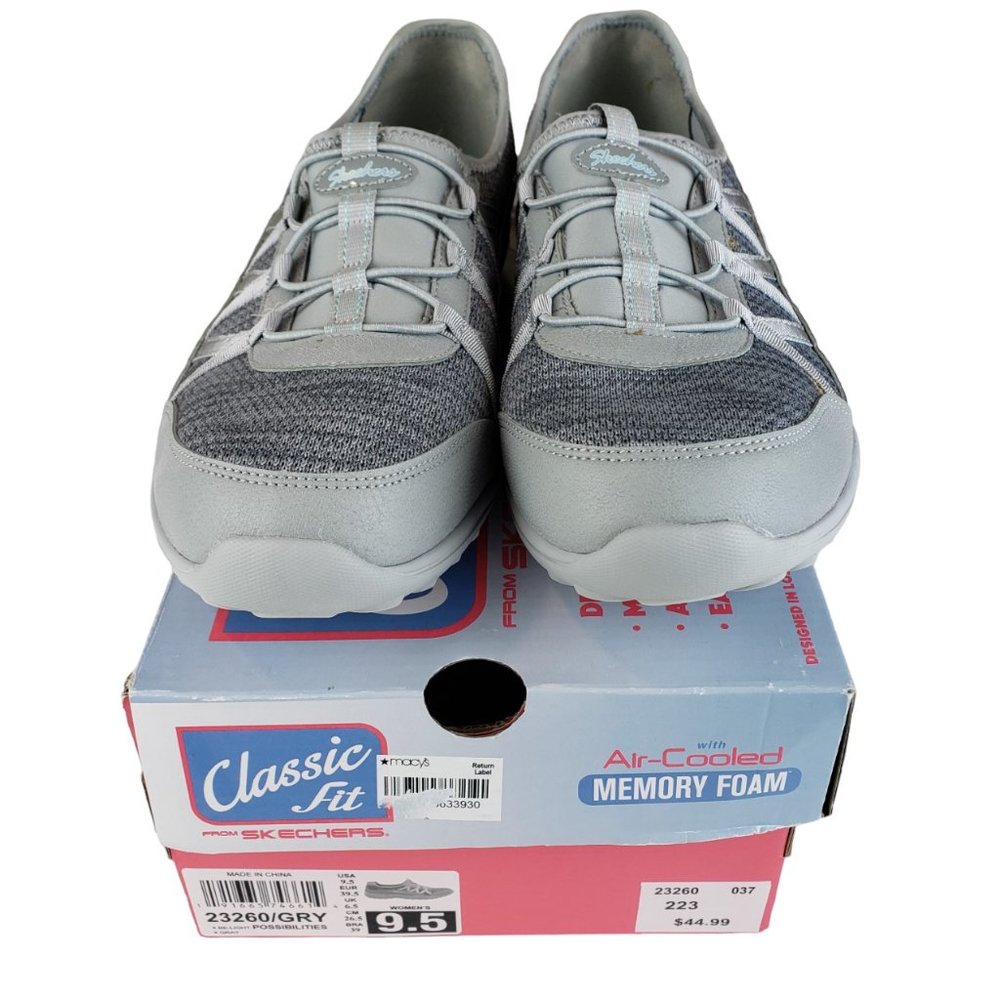 Skechers Air Cooled Memory Foam Slip On Sneakers 9.5 Light Gray